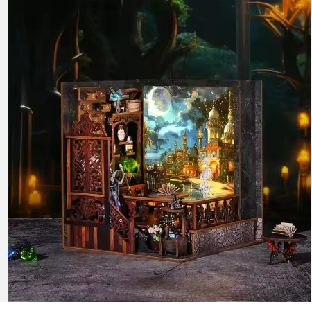 BookNook Ciudad Mágica – Sujeta Libros en Miniatura con Luz y Detalles de Halloween