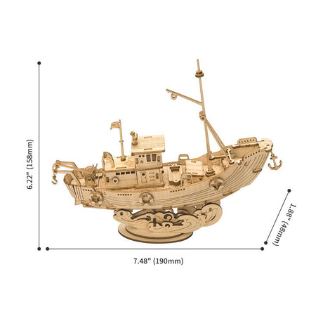 Barco de Pesca - Rompecabezas 3D - Maqueta de Madera Rolife