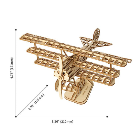 BI-PLANE - Rompecabezas 3D - Maqueta de Madera Rolife