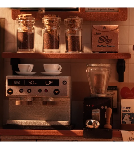 Miniatura DIY "Slow Life Café" - Cafetería para Armar con Luz (Rolife)