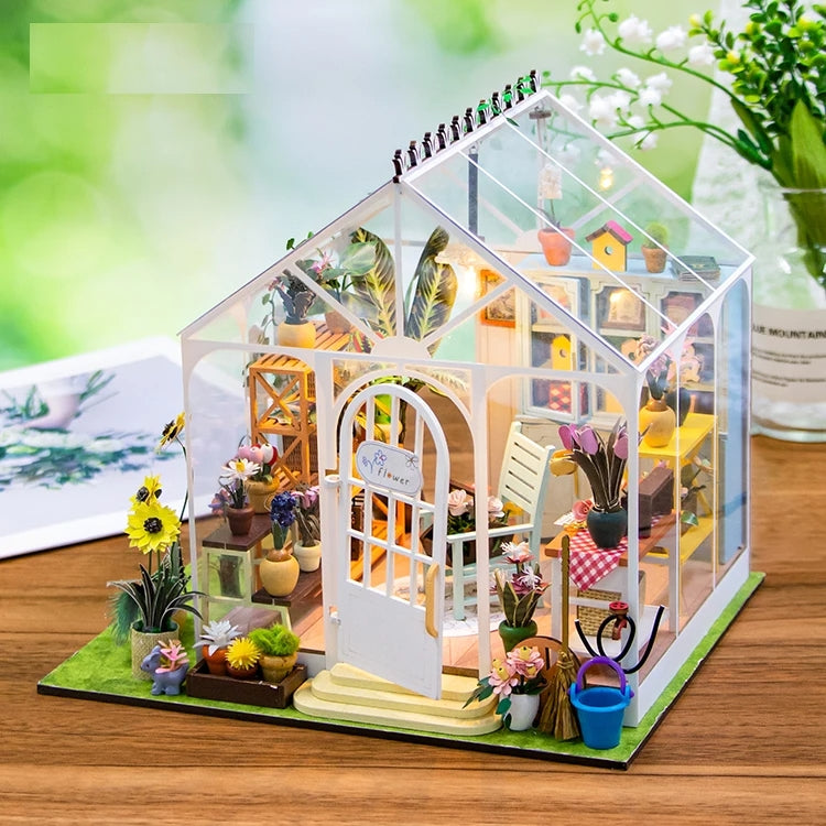 Casita Miniatura "Sunshine Flower"– Kit DIY de Invernadero con Luces LED M2421