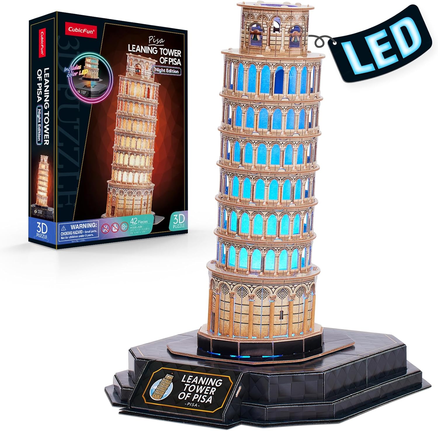 Torre de Pisa LED Rompecabezas 3D