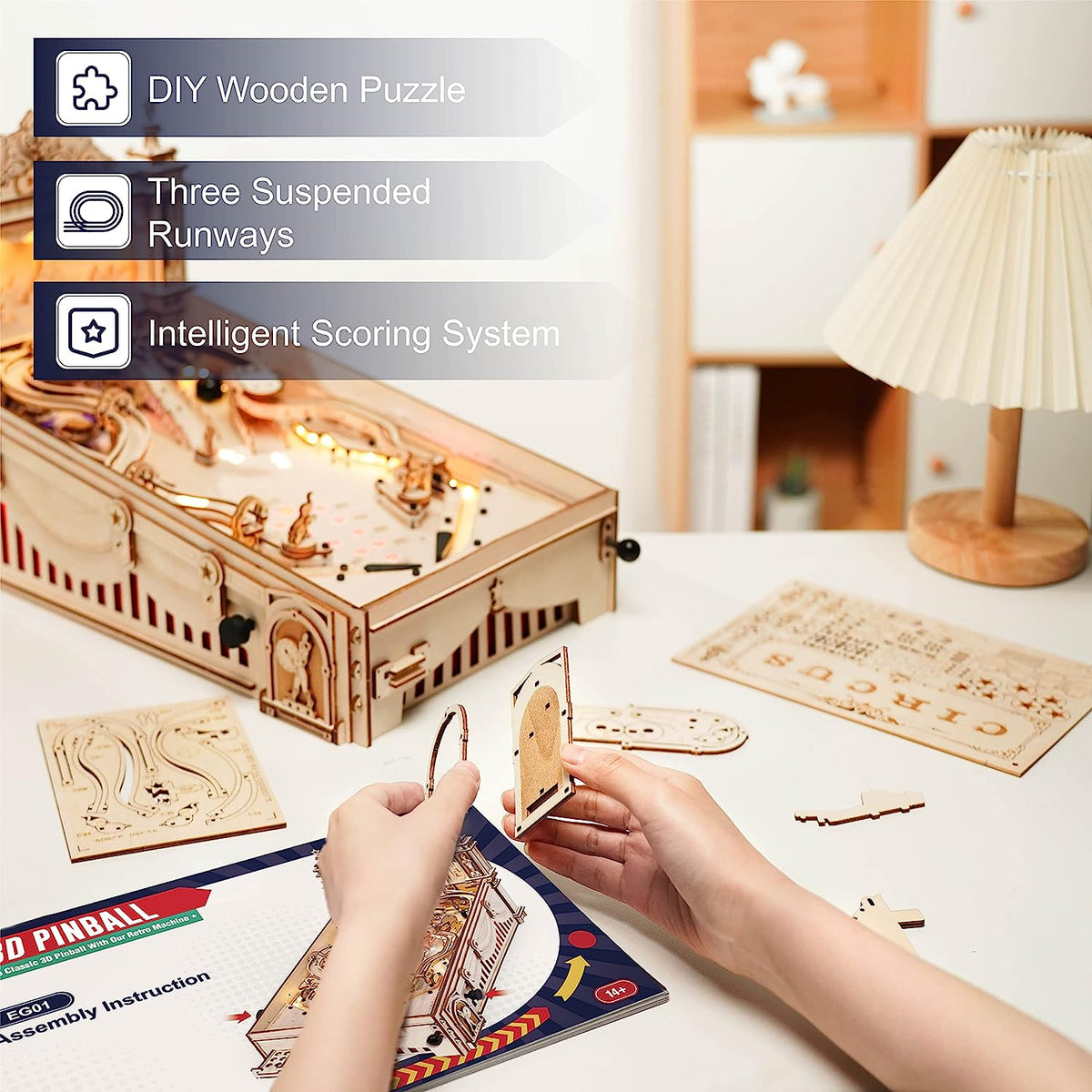 ROKR Pinball Flipper Maquetas para Construir Adultos-Puzzle 3D