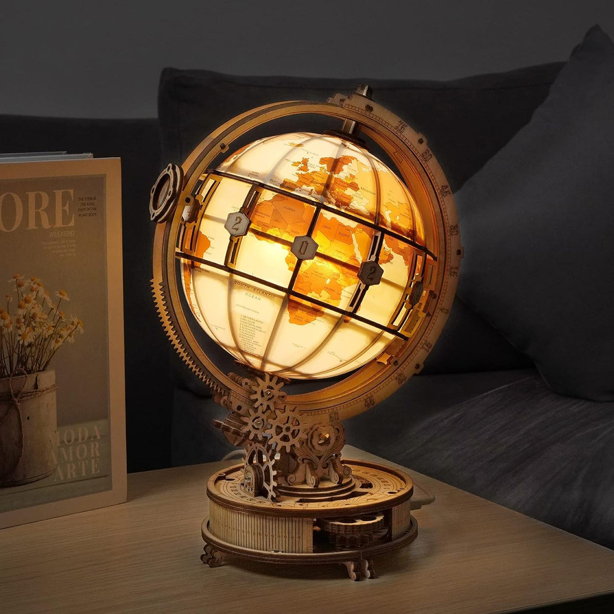 Globo Terraqueo Luminoso Armable Puzzle 3D