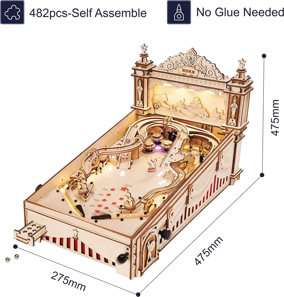 ROKR Pinball Flipper Maquetas para Construir Adultos-Puzzle 3D