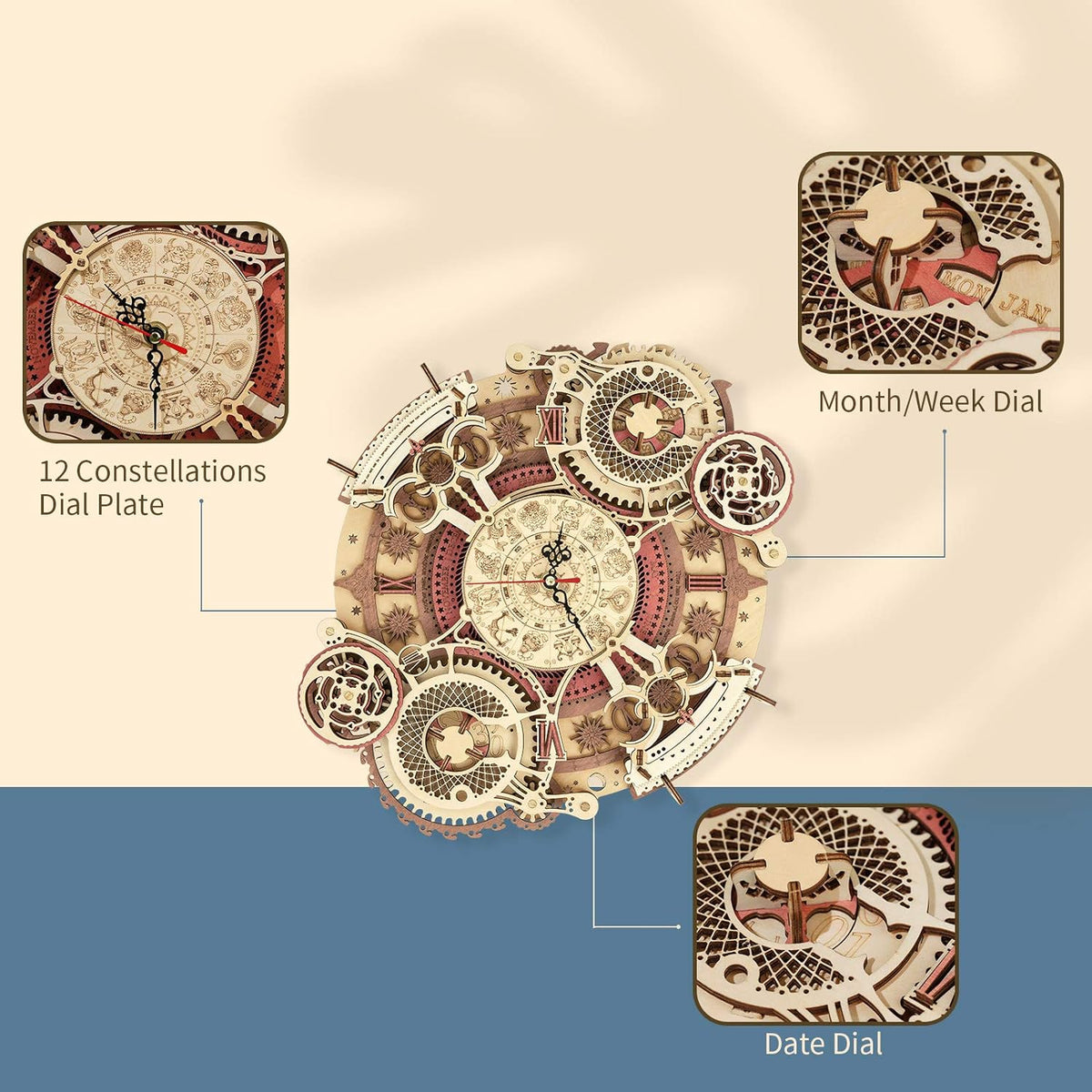 Reloj Mural Zodiacal de Madera Rompecabezas