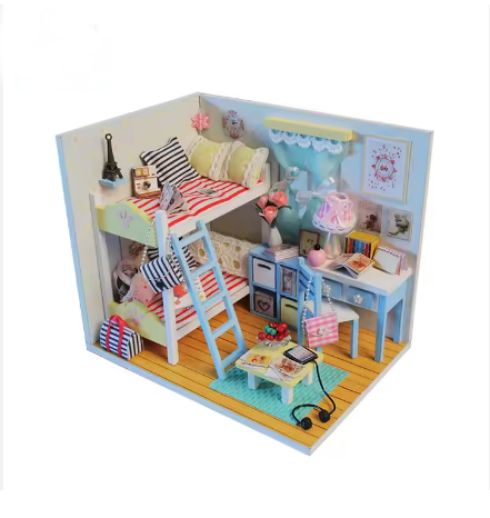 Casita Miniatura "Youth Ever" – Kit DIY con Luces LED y Vitrina Protectora D014