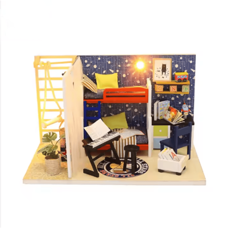 Casita Miniatura "Future Space" – Dormitorio Juvenil DIY con Luces LED S901