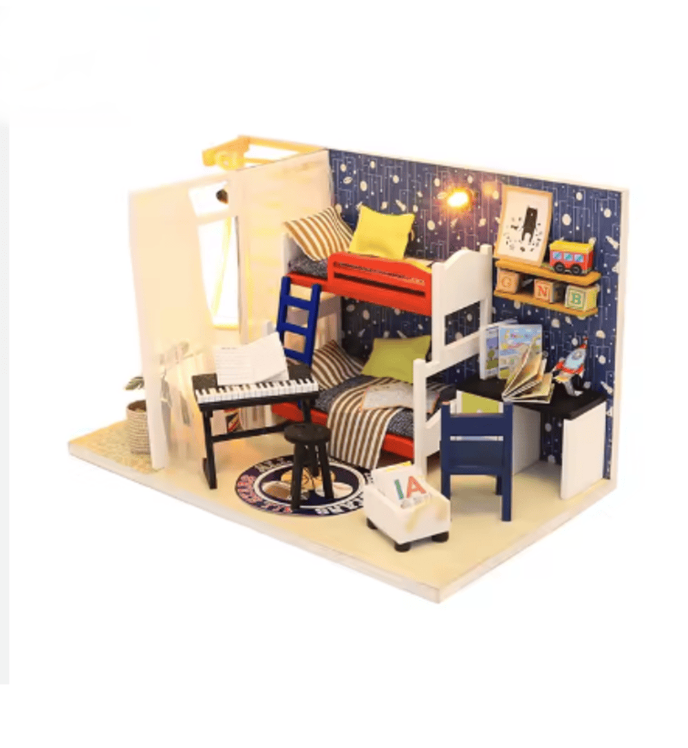 Casita Miniatura "Future Space" – Dormitorio Juvenil DIY con Luces LED S901
