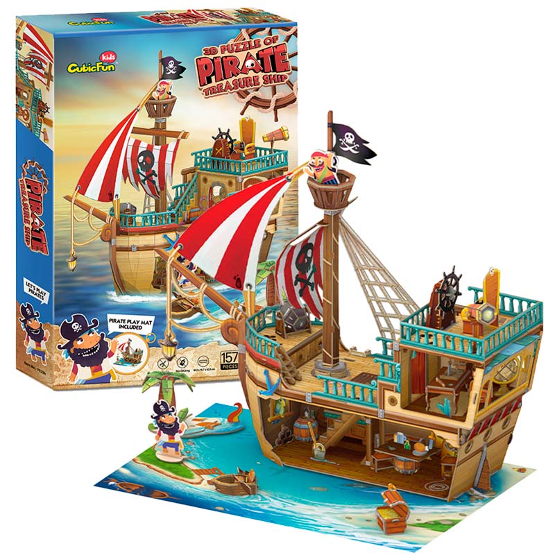 Barco Pirata Barba Negra armable Rompecabezas 3D Cubicfun