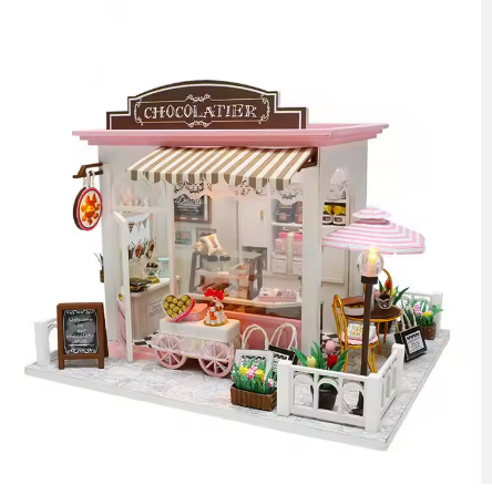 Casita Miniatura "Cocoa's Fantastic Ideas" Kit DIY de Chocolatería con Luces LED - C007