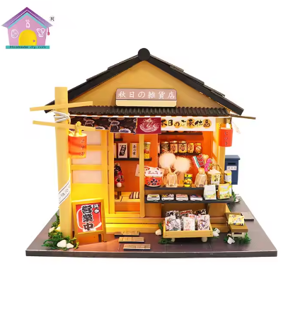 Casa de Muñecas de Madera de Estilo Japonés para Niñas