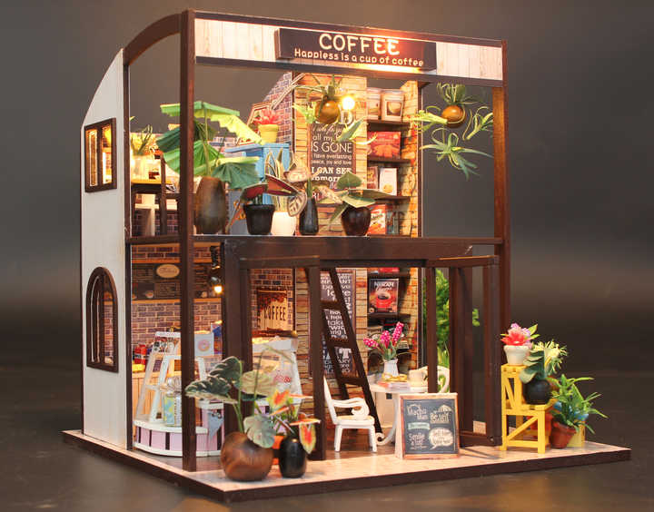 Coffee House Kit de Casa de Muñecas Miniatura DIY mini house M027