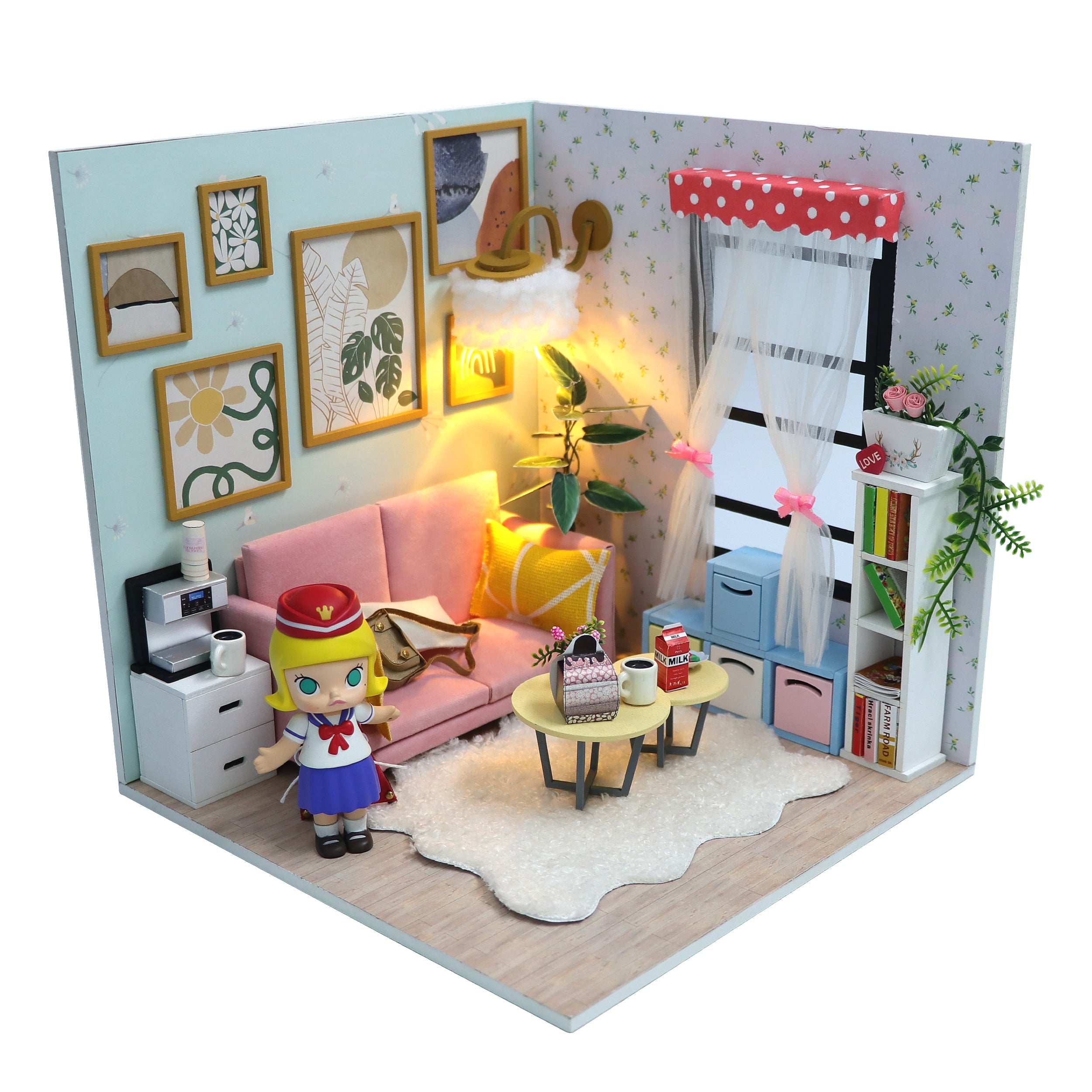 Dollhouse Casa de Muñecas de Madera en Miniatura DIY mini house -115-1