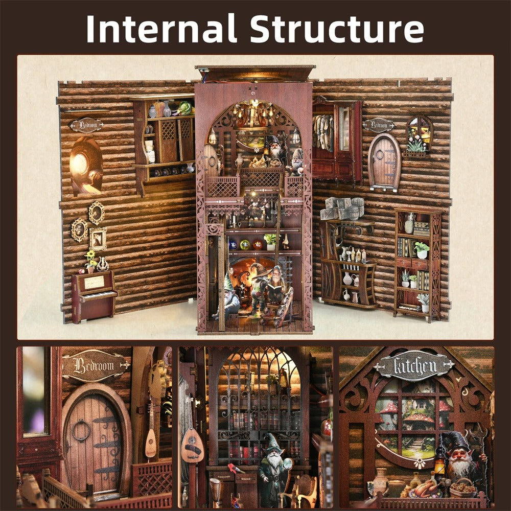 Book Nook Casa de los Siete Enanitos - 3D DIY Sujetalibros de Cuento de Hadas (Hamaileon KT01)