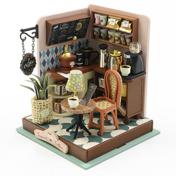 Cafetería Vintage en Miniatura con Luces LED – Kit DIY Transit Coffee S2301