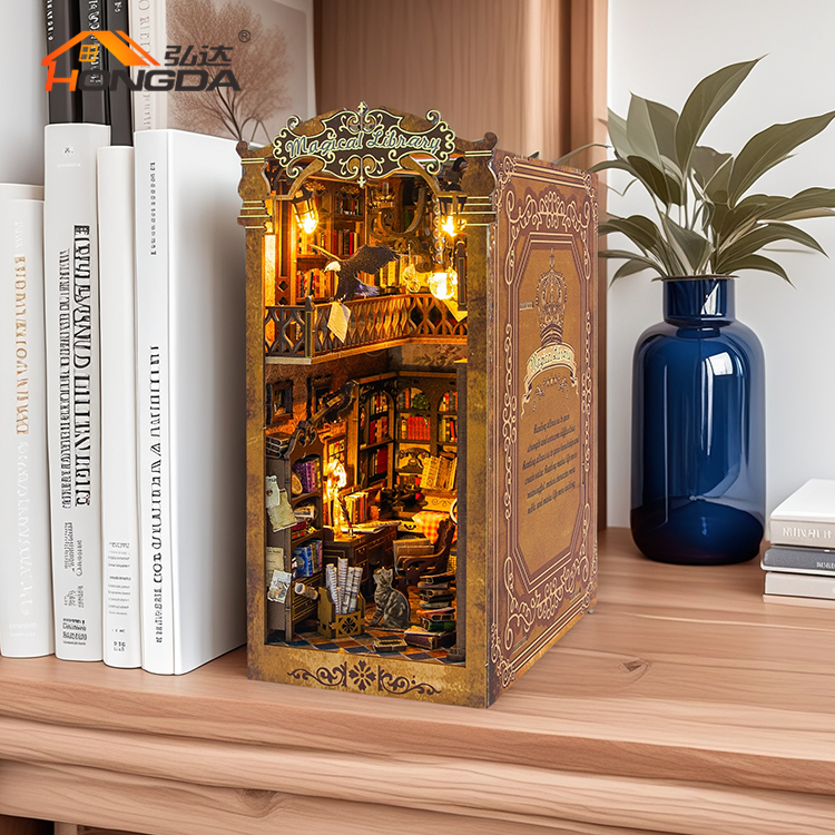 Book Nook Biblioteca Mágica - Diorama 3D de Madera con Luz DIY (Hongda)