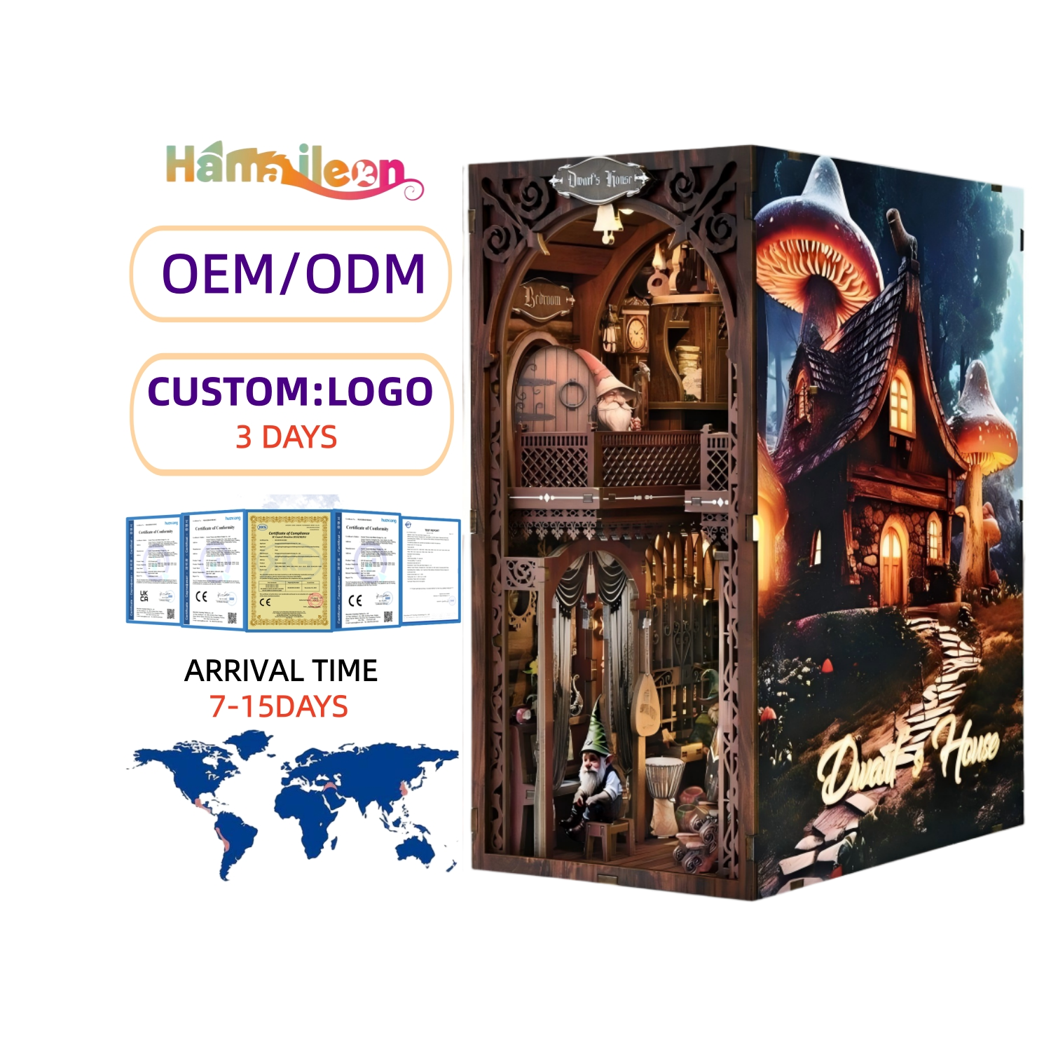 Book Nook Casa de los Siete Enanitos - 3D DIY Sujetalibros de Cuento de Hadas (Hamaileon KT01)