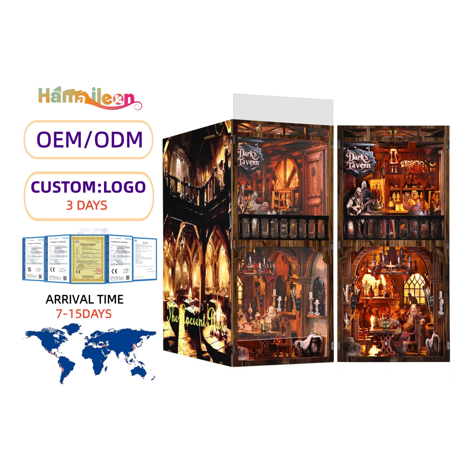 Book Nook Taberna Oscura - Dark's Tavern Diorama 3D DIY con Luz (Hamaileon YM08)