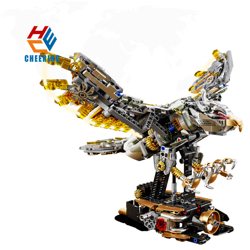MJ 13084 Águila Mecánica Creativa - Bloques de Construcción con Luz y Soporte