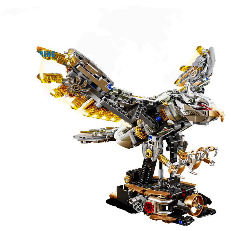 Águila Mecánica Creativa - Bloques de Construcción con Luz y Soporte (13084)