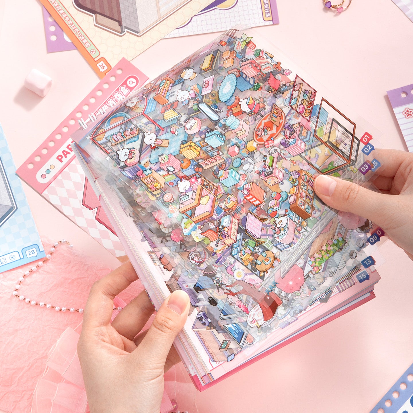 Libreta De Stickers Coreanos 15 Mini Escenas 3d Simno 2.0