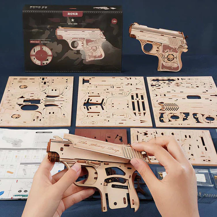 Pistola de Madera "Mini Gun" - Puzzle 3D para Armar (ROKR)