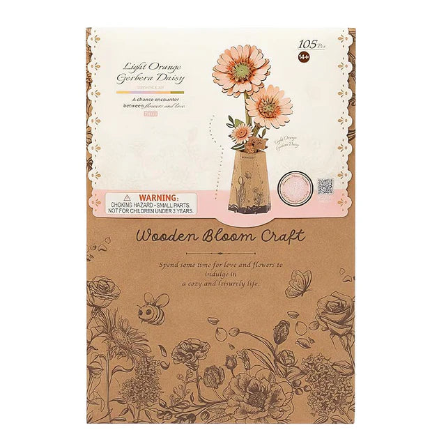 Flor Gerbera Naranja - Ramo de Madera DIY de Larga Duración (Rowood)