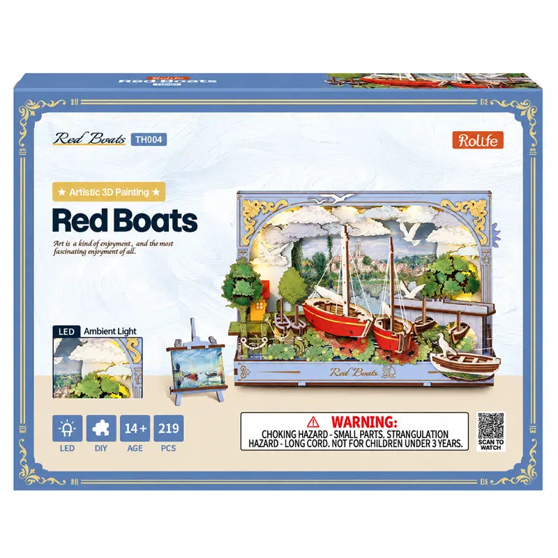 Cuadro 3D de madera Los Botes Rojos de Monet TH004 - caja del kit
