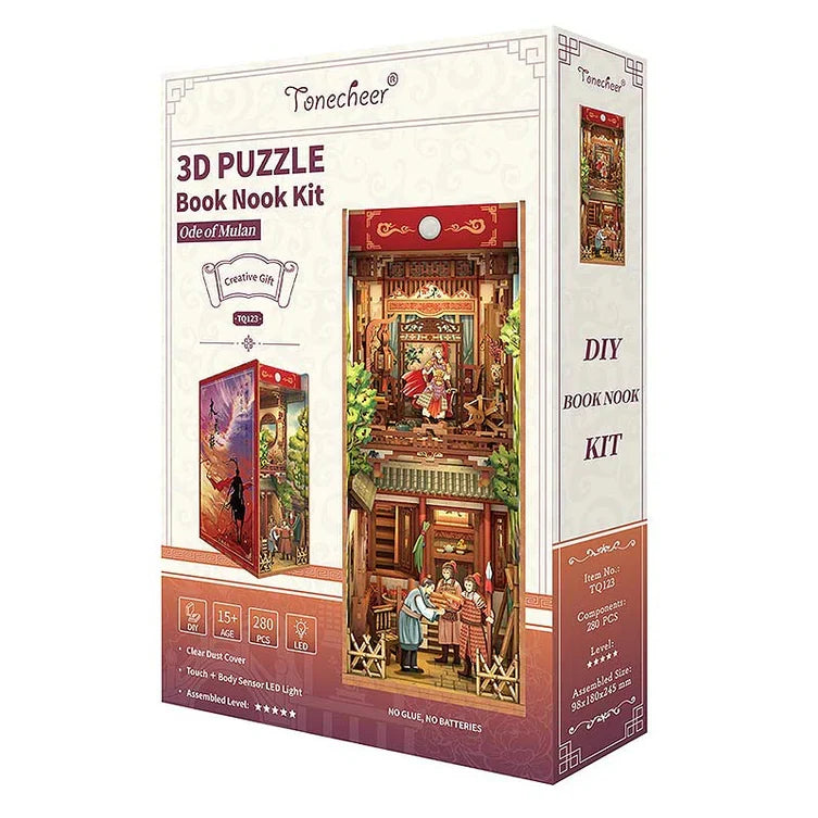 Booknook Oda a Mulán Tonecheer, separador de libros 3D de madera - caja del kit