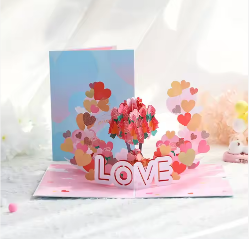 Tarjeta Pop-Up Flores de amor