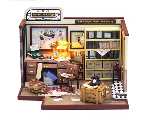 Casa Miniatura DIY “Agencia de Detectives” – Oficina Vintage con Luces LED PC2308