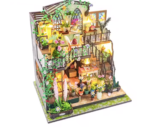 Kit armable DIY “Darcy Flower House” – Florería Miniatura con Luces LED M2322