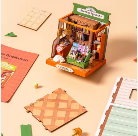 Rompecabezas 3D de Madera DS040 The Muse Bookshop Modelo Kit DIY Casa en Miniatura