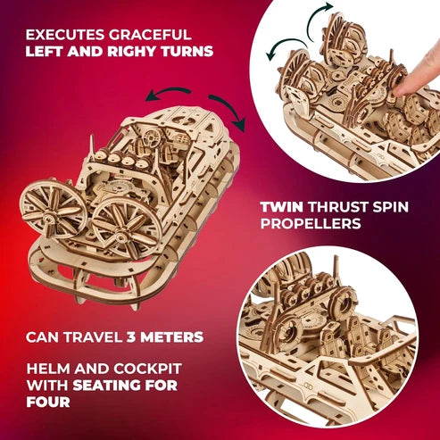 Ugears Hovercraft de Rescate | Maqueta Mecánica 3D de Madera