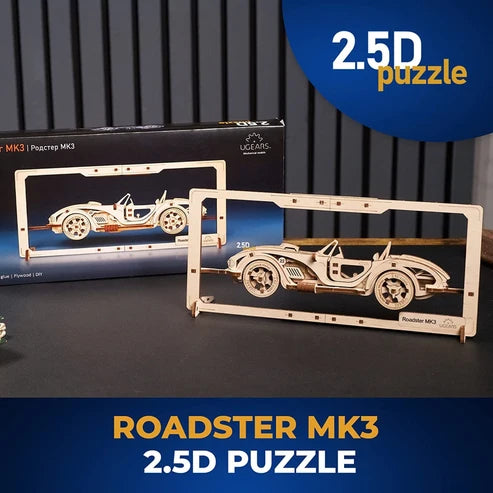 Ugears Roadster MK3 2.5D | Puzzle de Madera con Partes Móviles