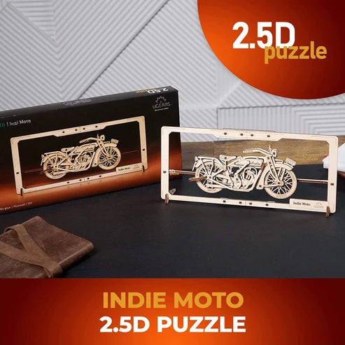 Ugears Indie Moto 2.5D | Puzzle de Madera con Partes Móviles
