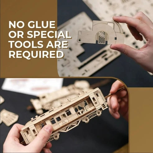 Ugears Tren Expreso 2.5D | Puzzle de Madera con Partes Móviles