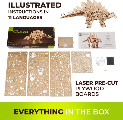Ugears Stegosaurus | Dinosaurio Mecánico 3D de Madera