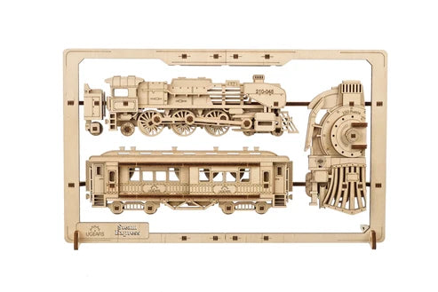 Ugears Tren Expreso 2.5D | Puzzle de Madera con Partes Móviles