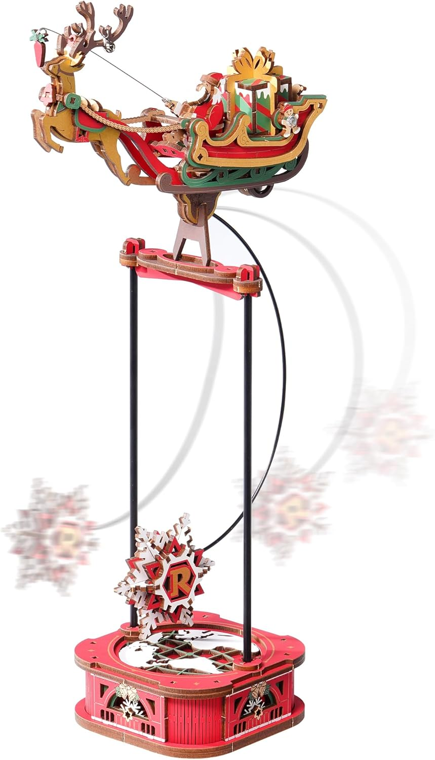 ROKR Puzzle 3D MCD05: Papá Noel en Trineo - Maqueta de Madera con Movimiento (Gravity Swing)