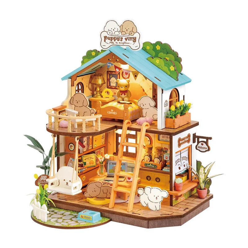 Miniatura DIY "Puppy's Cozy Villa" - Cabaña para Perritos (Robotime)
