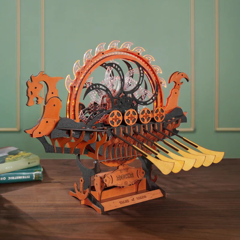 Maqueta de Barco Vikingo "Dragon Ship" - Puzzle 3D de Madera con Luz (Robotime)