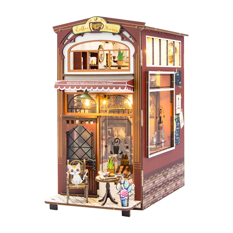 Libreria y Cafeteria De Gatos - Separador de Libros Armable - M2411