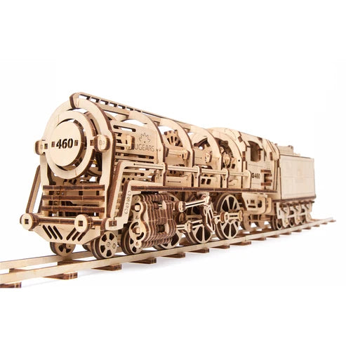 Ugears Locomotora a Vapor con Ténder | Maqueta Mecánica 3D de Madera