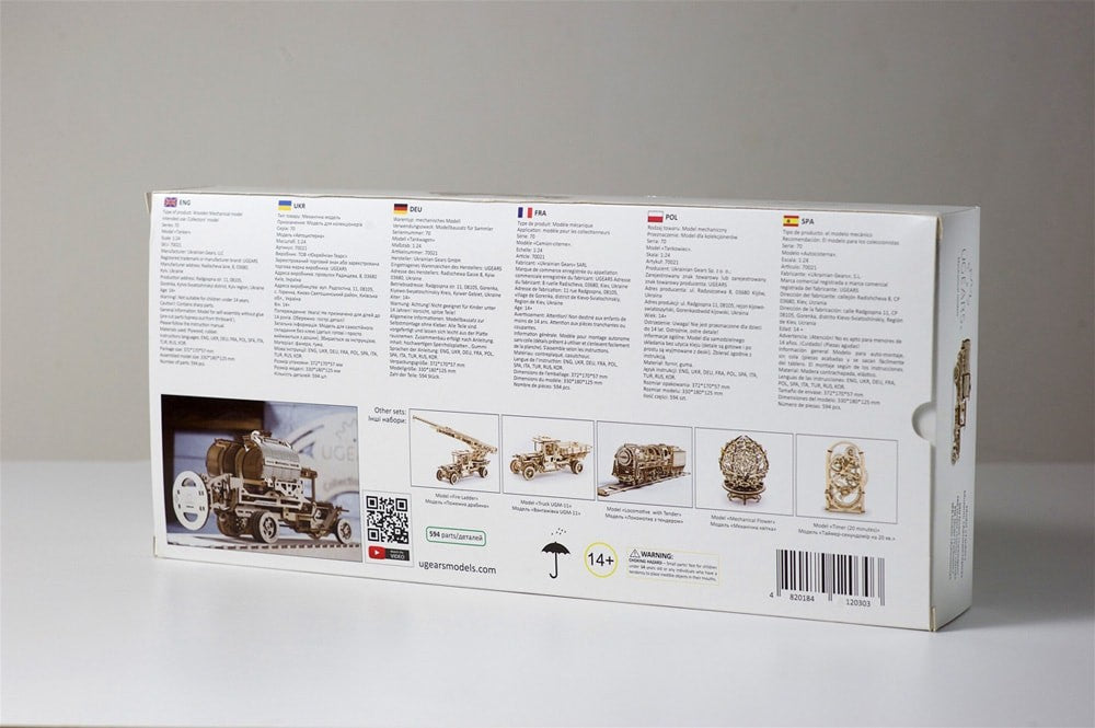 Ugears Camión Cisterna Mecánico | Maqueta 3D de Madera