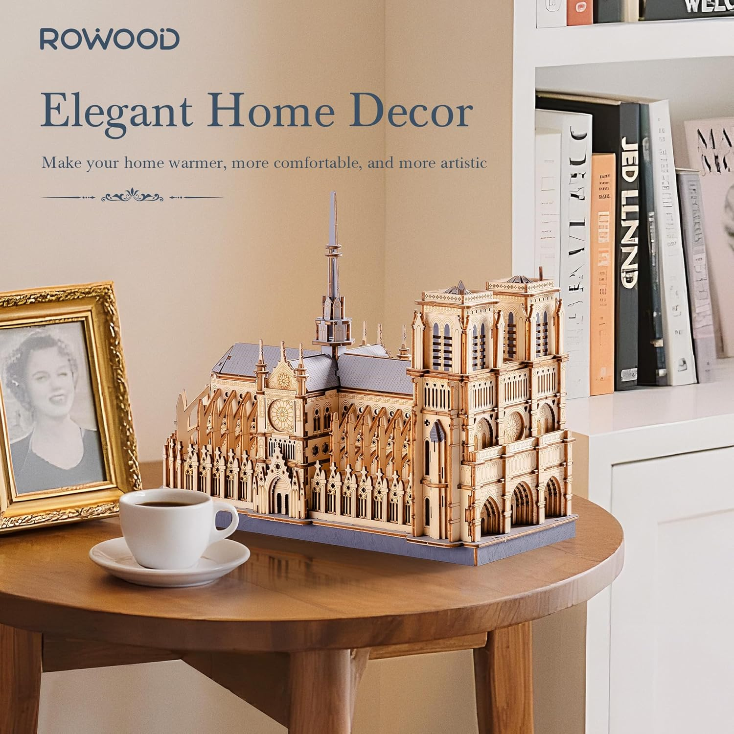 ROKR/Rowood Puzzle 3D: Catedral de Notre-Dame de París - Maqueta Arquitectónica de Madera