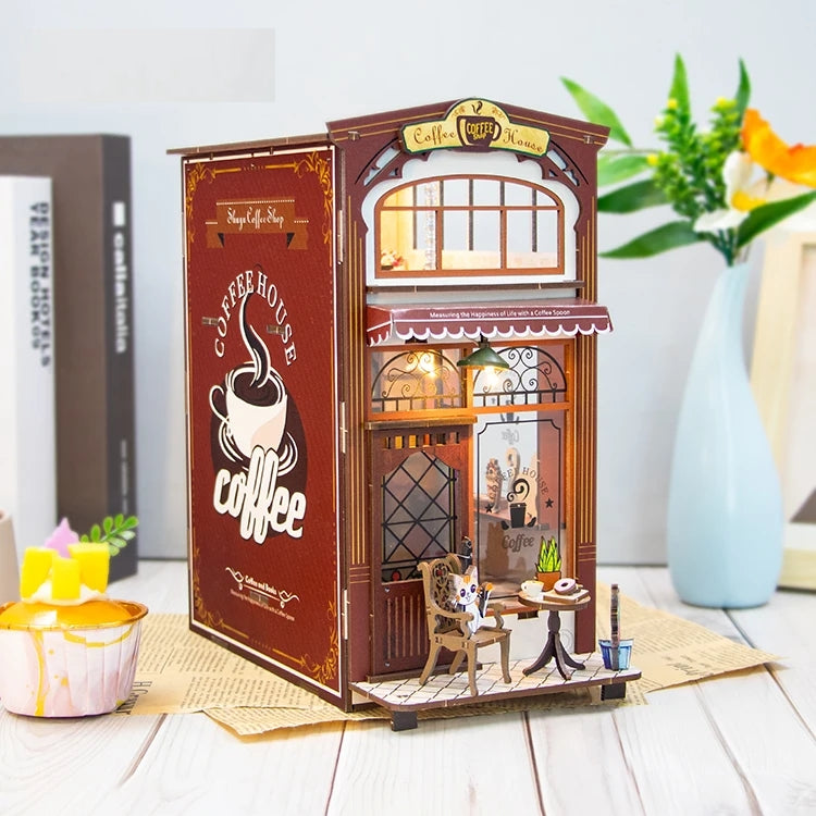 Libreria y Cafeteria De Gatos - Separador de Libros Armable - M2411