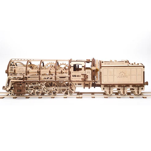 Ugears Locomotora a Vapor con Ténder | Maqueta Mecánica 3D de Madera