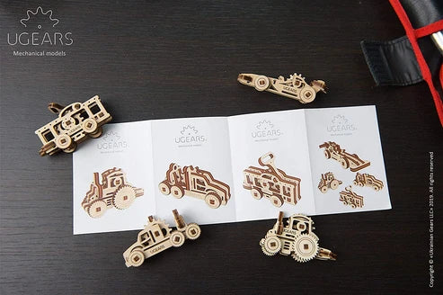 Ugears U-Fidgets Vehículos | Set de 4 Mini Modelos Mecánicos